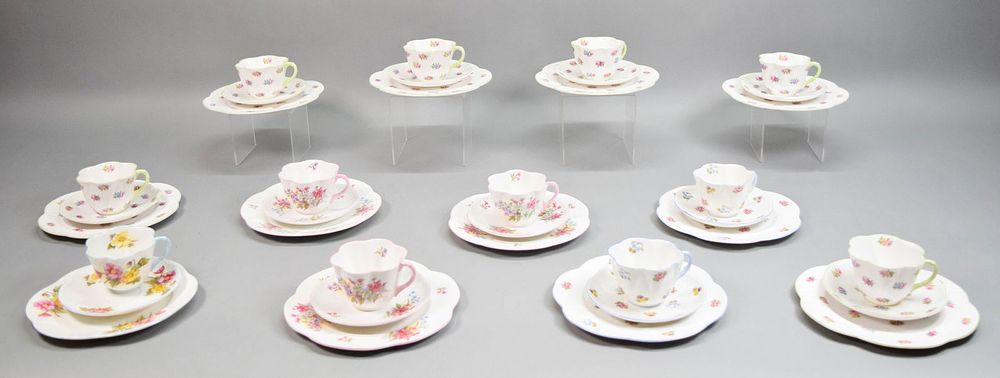 Lot 291: 36 Pieces Shelley Bone China Cups & Saucers