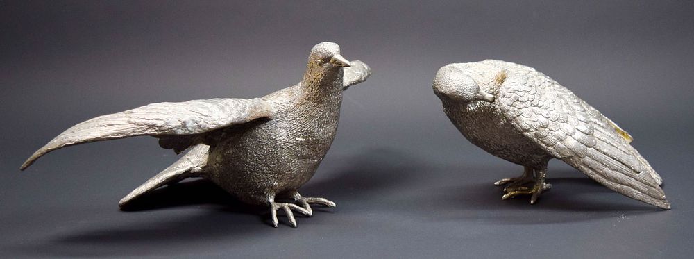 Lot 320: Pair of Silverplate Bird Figures