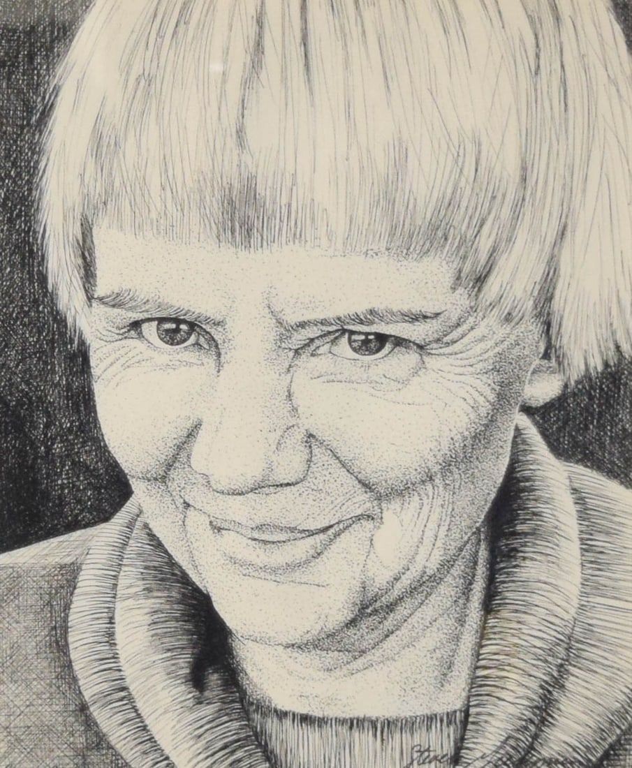 Lot 408: Steven Giedymin Ink Drawing Portrait