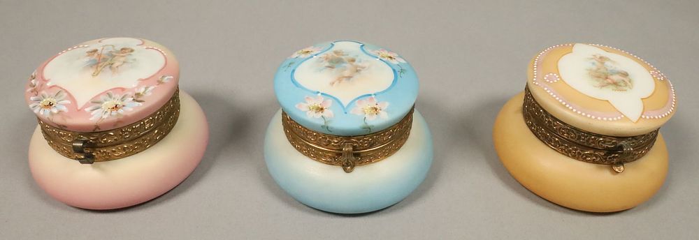 Lot 299: 3 C.F. Monroe Nakara Dresser Boxes With Cherubs