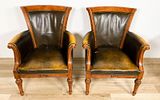 Four English Leather Library Chairs. Four English library or club chairs. Rubbing, nicks and Image - 1