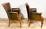 Four English Leather Library Chairs. Four English library or club chairs. Rubbing, nicks and Image - 2