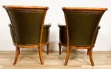 Four English Leather Library Chairs. Four English library or club chairs. Rubbing, nicks and Image - 3