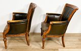 Four English Leather Library Chairs. Four English library or club chairs. Rubbing, nicks and Image - 4