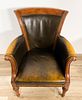 Four English Leather Library Chairs. Four English library or club chairs. Rubbing, nicks and Image - 5