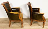 Four English Leather Library Chairs. Four English library or club chairs. Rubbing, nicks and Image - 13