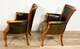 Four English Leather Library Chairs. Four English library or club chairs. Rubbing, nicks and Image - 15