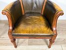 Four English Leather Library Chairs. Four English library or club chairs. Rubbing, nicks and Image - 19
