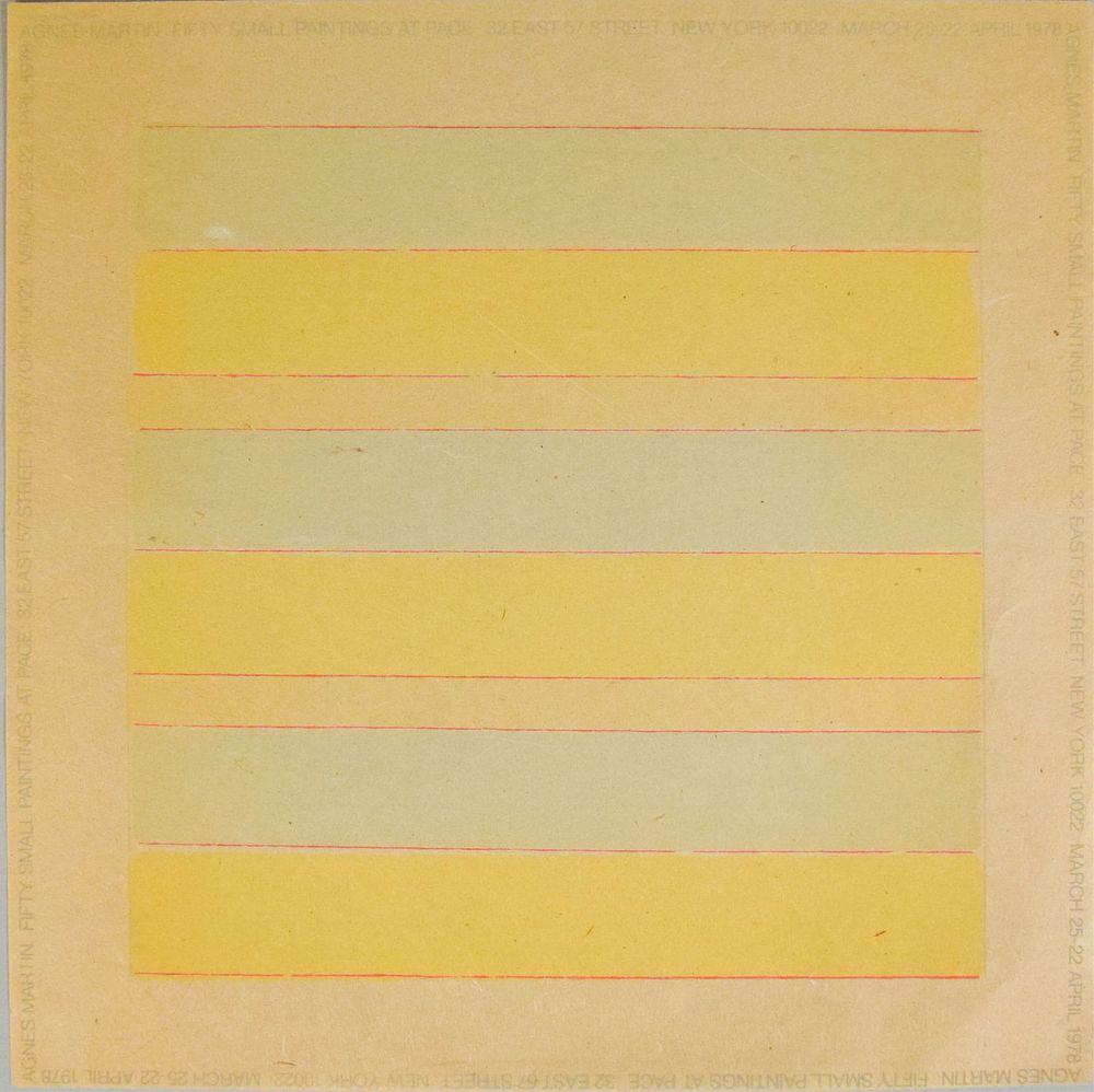 Lot 164: Agnes Martin 50 Small Paintings Pace Invite 1978