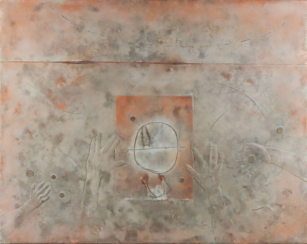 Lot 173: Mario Martin del Campo Encaustic on Panel