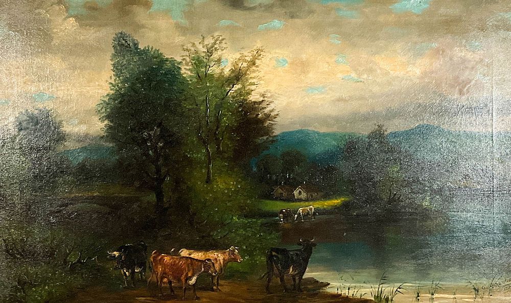 Lot 181: Clive Harding Oil On Canvas Pastoral Scene