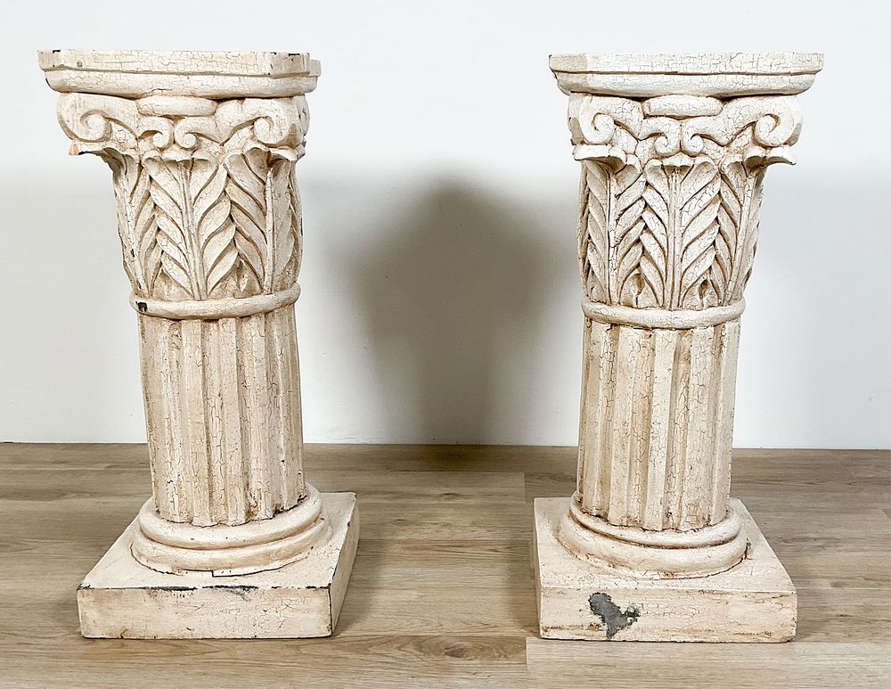 Lot 190: Pair of Wood Pedestal Columns