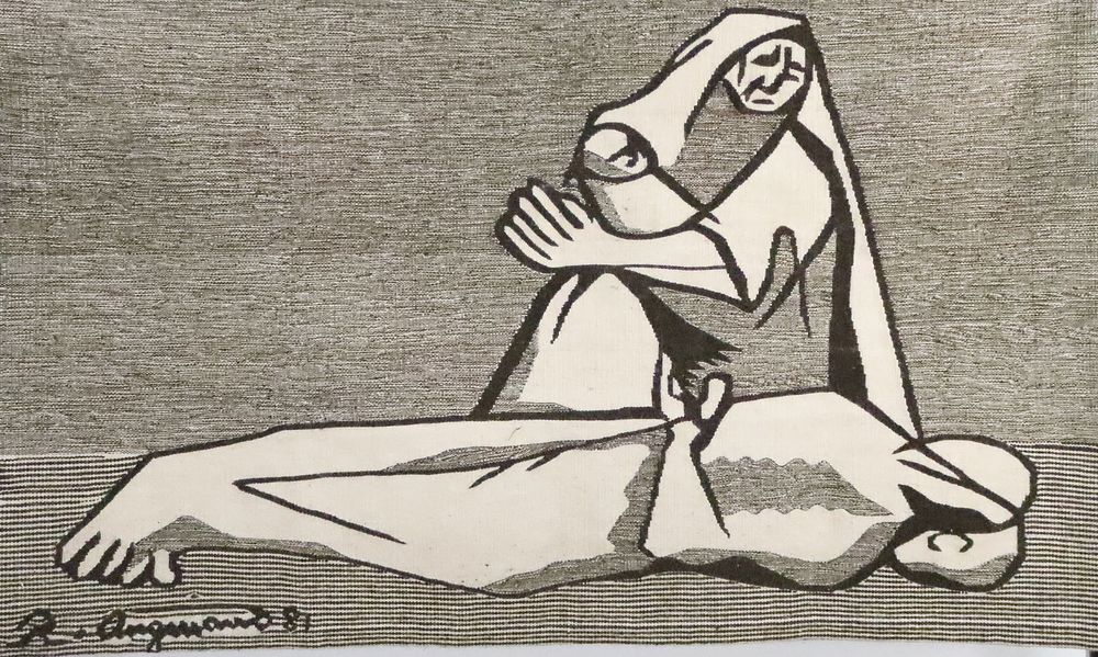 Lot 215: After Raul Anguiano Textile Tapestry Figures