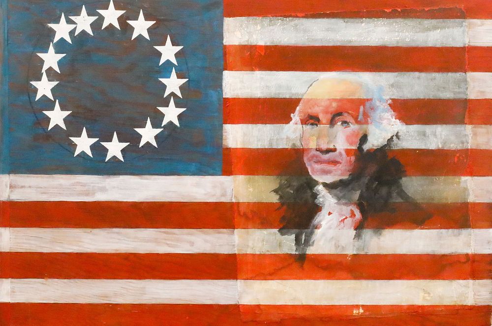 Lot 254: Mixed Media on Wood Panel George Washington