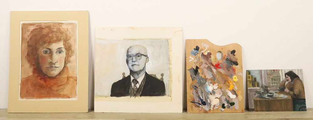 Lot 257: 3 Ronald Travisano Portraits & Palette