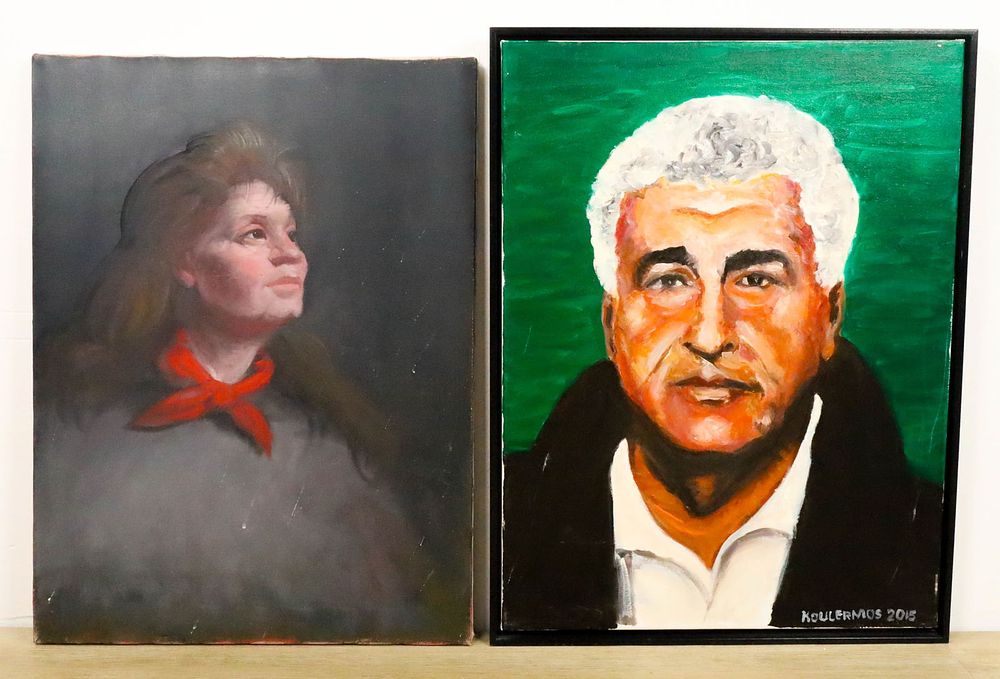 Lot 260: 2 Oil on Canvas Portraits