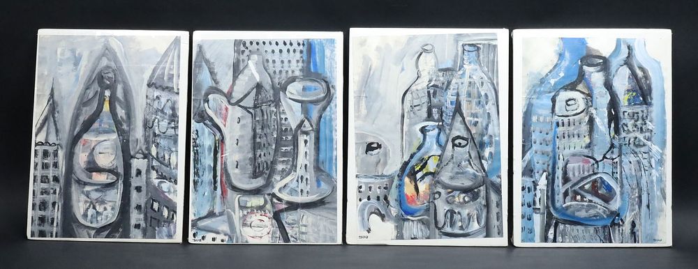Lot 261: 4 Oils on Paper Signed Talma