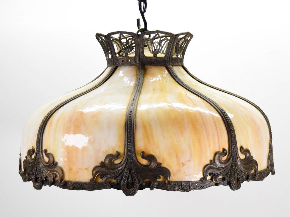 Lot 282: Slag Glass Hanging Fixture