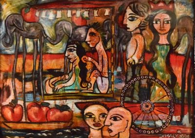 Irmaly Brackin Mixed Media Land of Apples. Irmaly Brackin (American, 1955-). Mixed media with