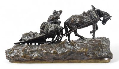Vasily Grachev Bronze Troika. Vasily Yakovlevich Grachev (Russian, 1831-1905). Bronze group with