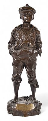 After Vaclaw Szczeblewski Bronze Whistling Boy. After Vaclaw (Victor) Bernard Szczeblewski