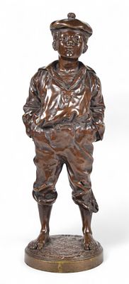 After Vaclaw Szczeblewski Bronze Whistling Boy. After Vaclaw (Victor) Bernard Szczeblewski