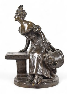 George van der Straeten Bronze Seated Woman. George van der Straeten (Belgian, 1856-1941).