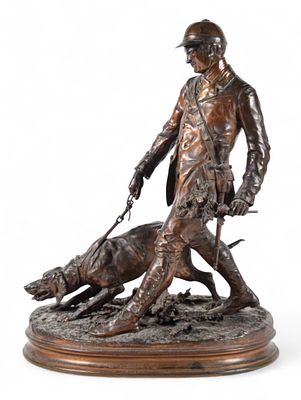 P.J. Mene Patinated Bronze Valet de Limier. P.J. (Pierre-Jules) Mene (French, 1810-1879).