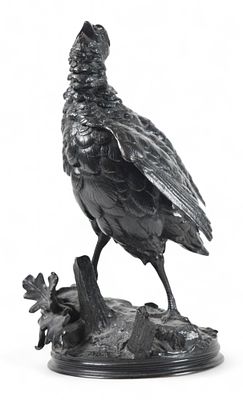 Ferdinand Pautrot Bronze Grouse. Ferdinand Pautrot (French, 1832-1874). Bronze sculpture of a
