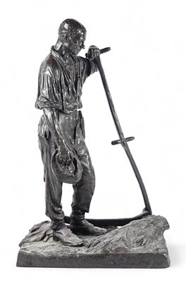 Felix Alfred Desruelles Bronze Farmer. Felix Alfred Desruelles (French, 1865-1943). Bronze