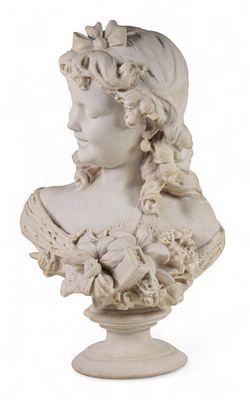 After Pietro Bazzanti Alabaster Bust of a Girl. After Pietro Bazzanti (Barzanti?) (Italian
