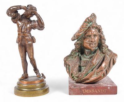 2 Bronzes Carrier & N. Muller's Sons. 2 bronze sculptures. After Albert Carrier, bust of