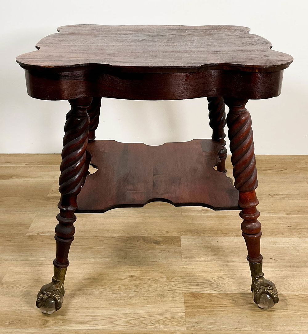 Lot 157: Victorian Side Table With Glass Ball And Claw Feet