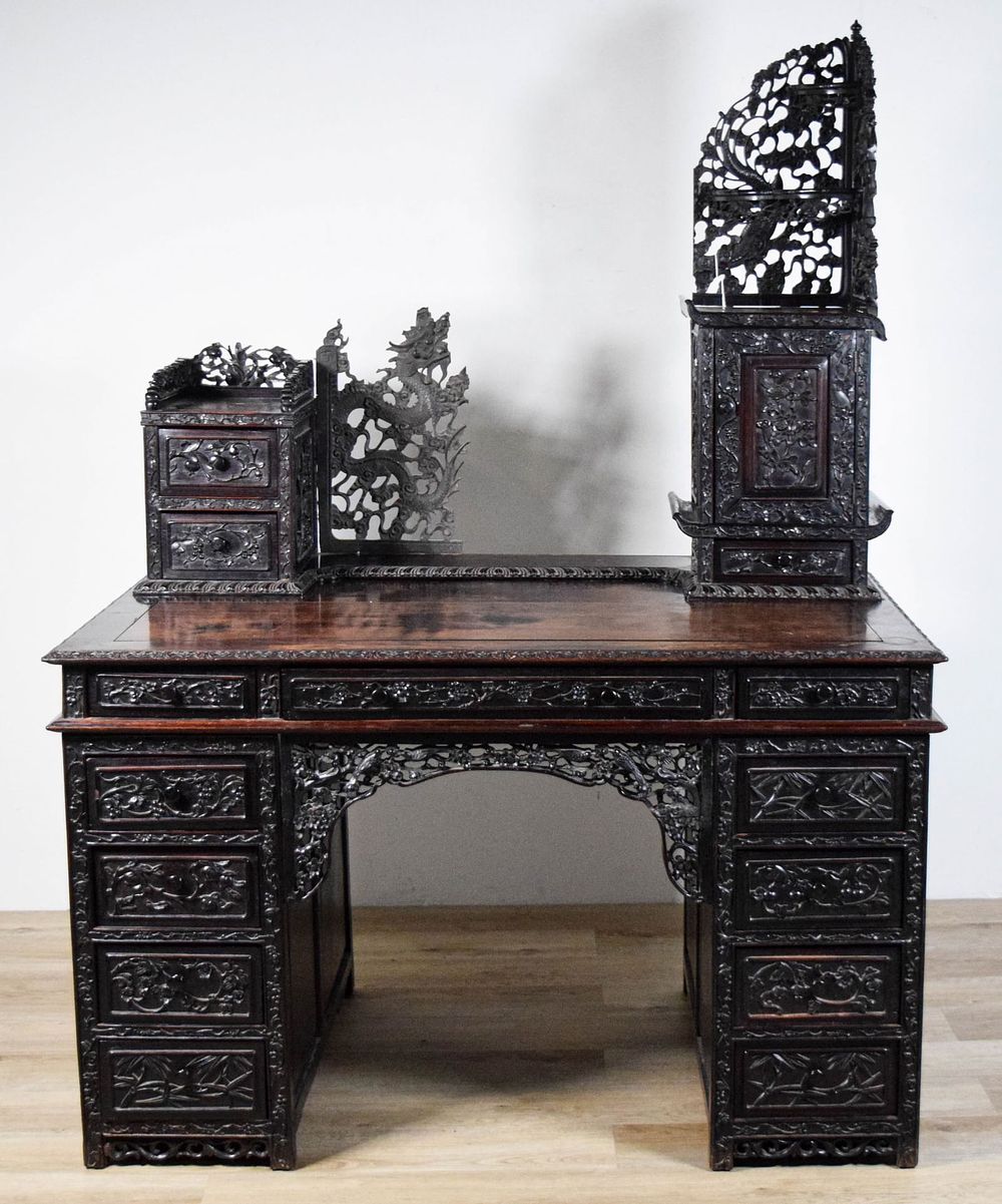 Lot 171: Carved Chinese Desk