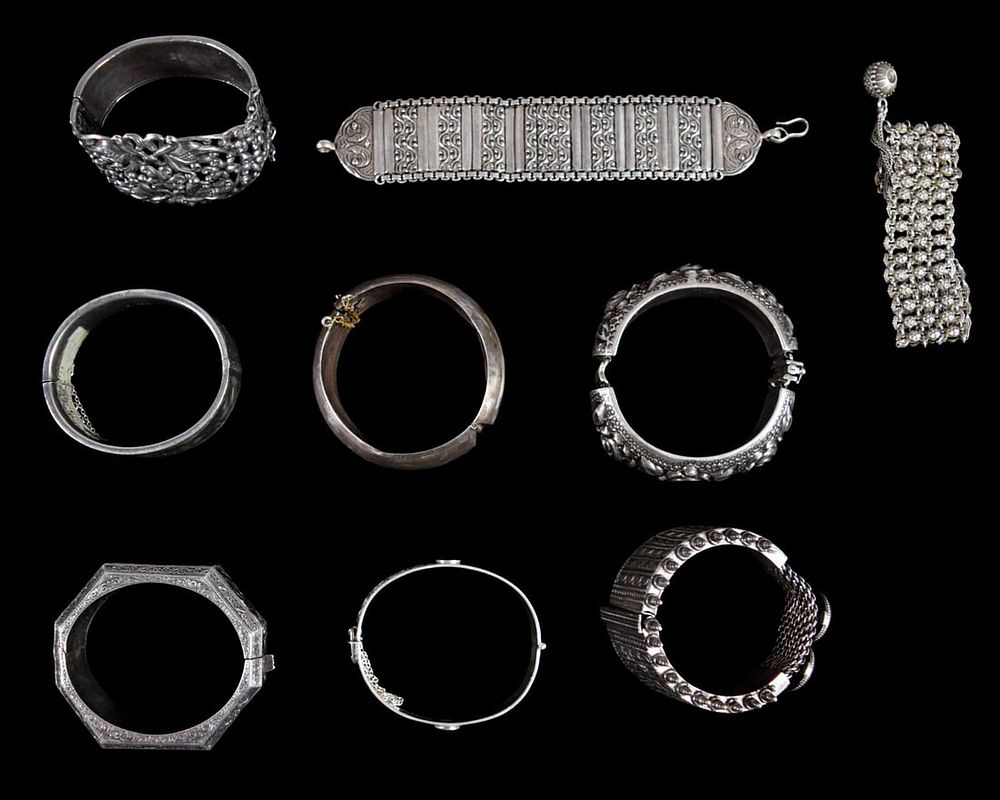 Lot 190: 9 Vintage Sterling Silver Bracelets