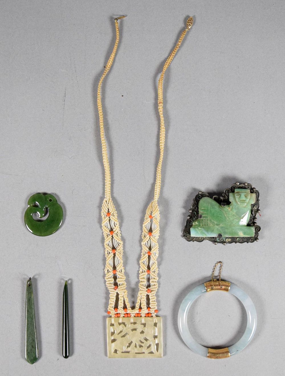 Lot 194: Jade, 14 Karat Gold & Sterling Silver Jewelry