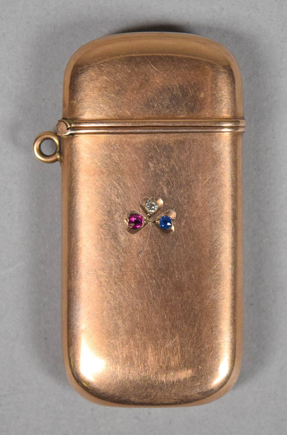 Lot 205: 14k Gold, Diamond, Sapphire & Ruby Match Safe