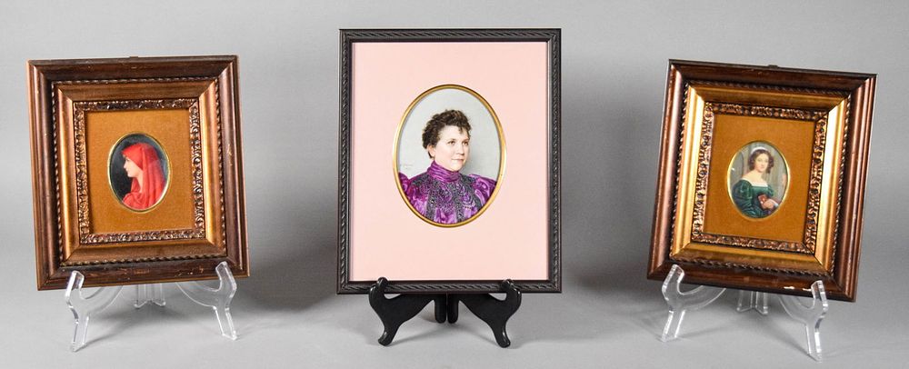 Lot 215: 3 Porcelain Portrait Plaques