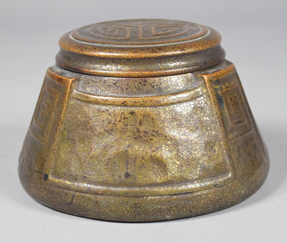 Lot 218: Tiffany Studios Bronze Modeled Inkwell