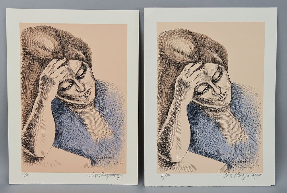 Lot 260: 2 Raul Anguiano Lithographs Pensativa