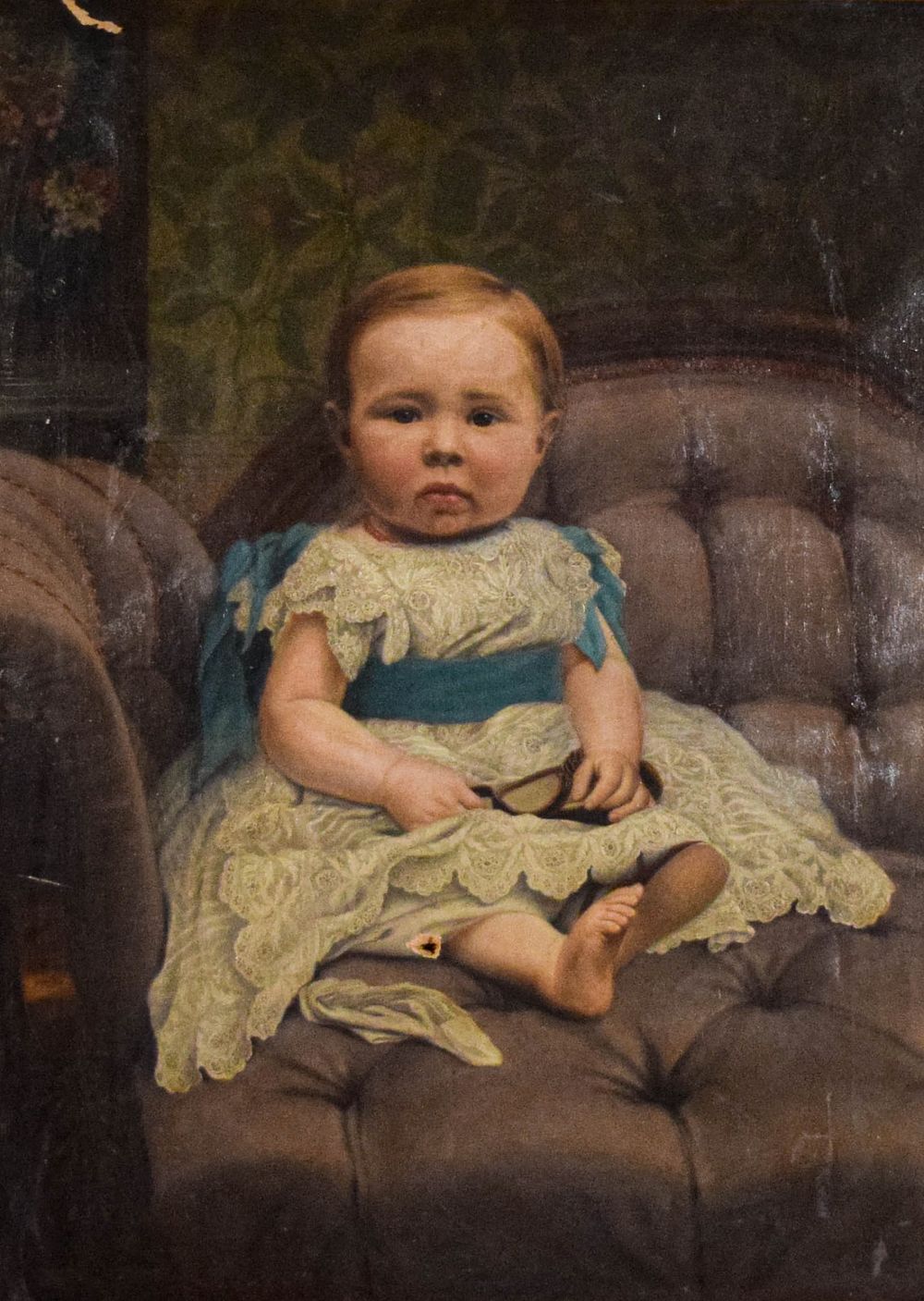 Lot 264: Oil on Canvas Portrait of a Baby