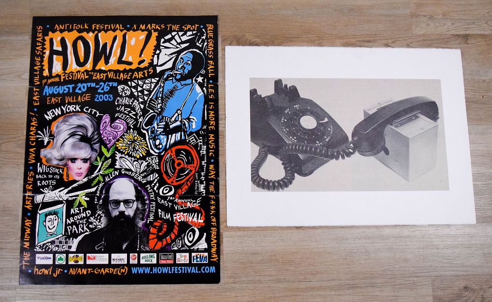 Lot 265: 2 Piece Art Lot Telephone Lithograph, Howl Poster