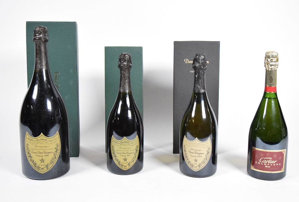 Lot 279: 4 Bottles Dom Perignon, Vranken Cartier