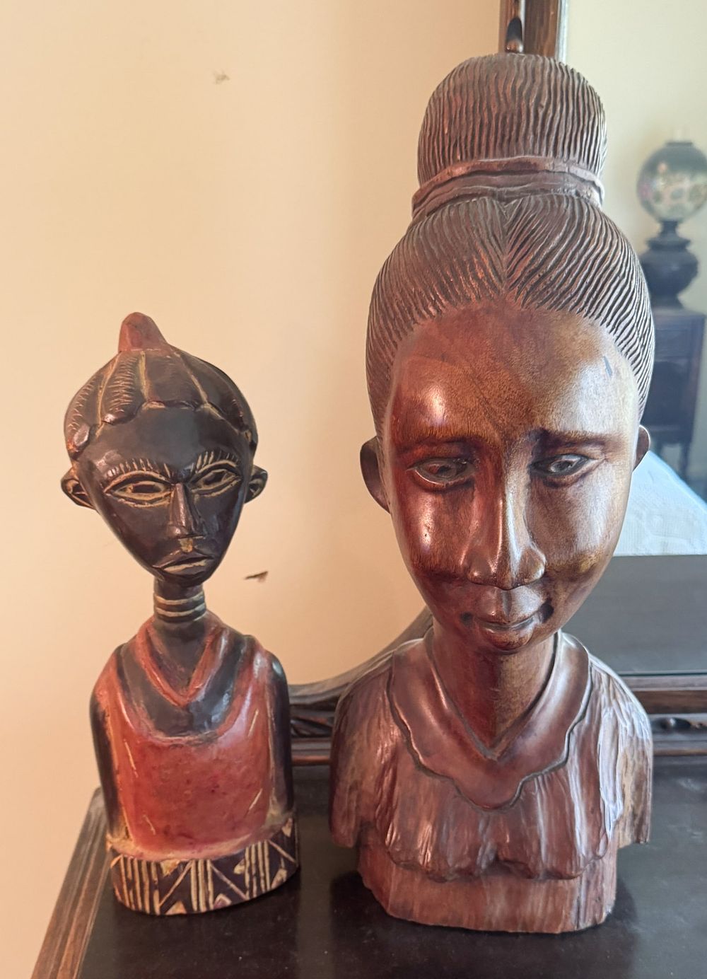 Lot 205: 2 Carved Wood Busts Woodens