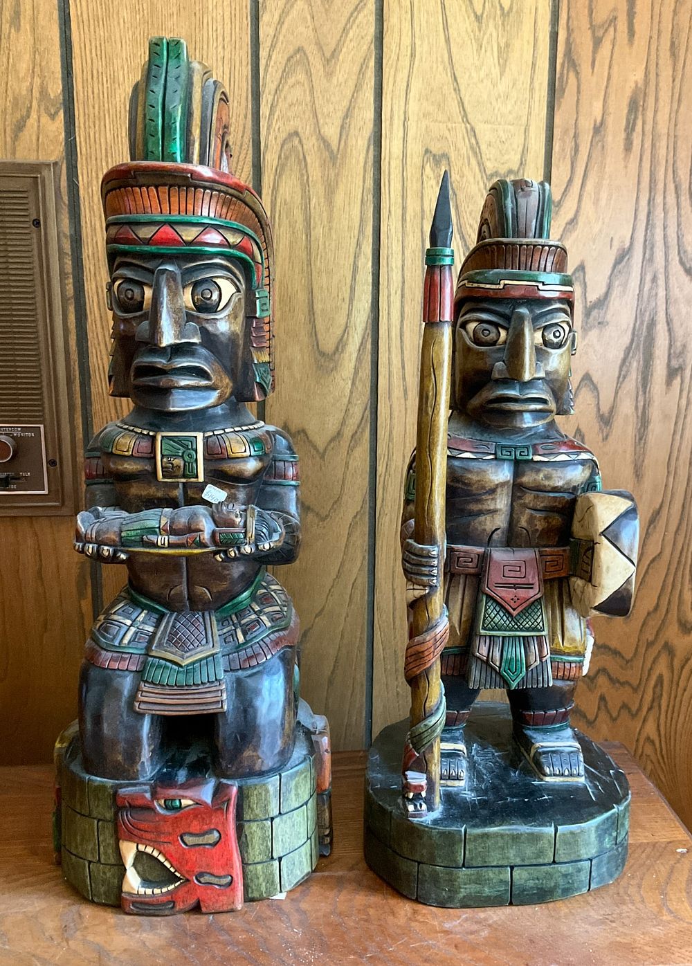 Lot 208: 2 Aztec Mayan Hand Painted Sculptures