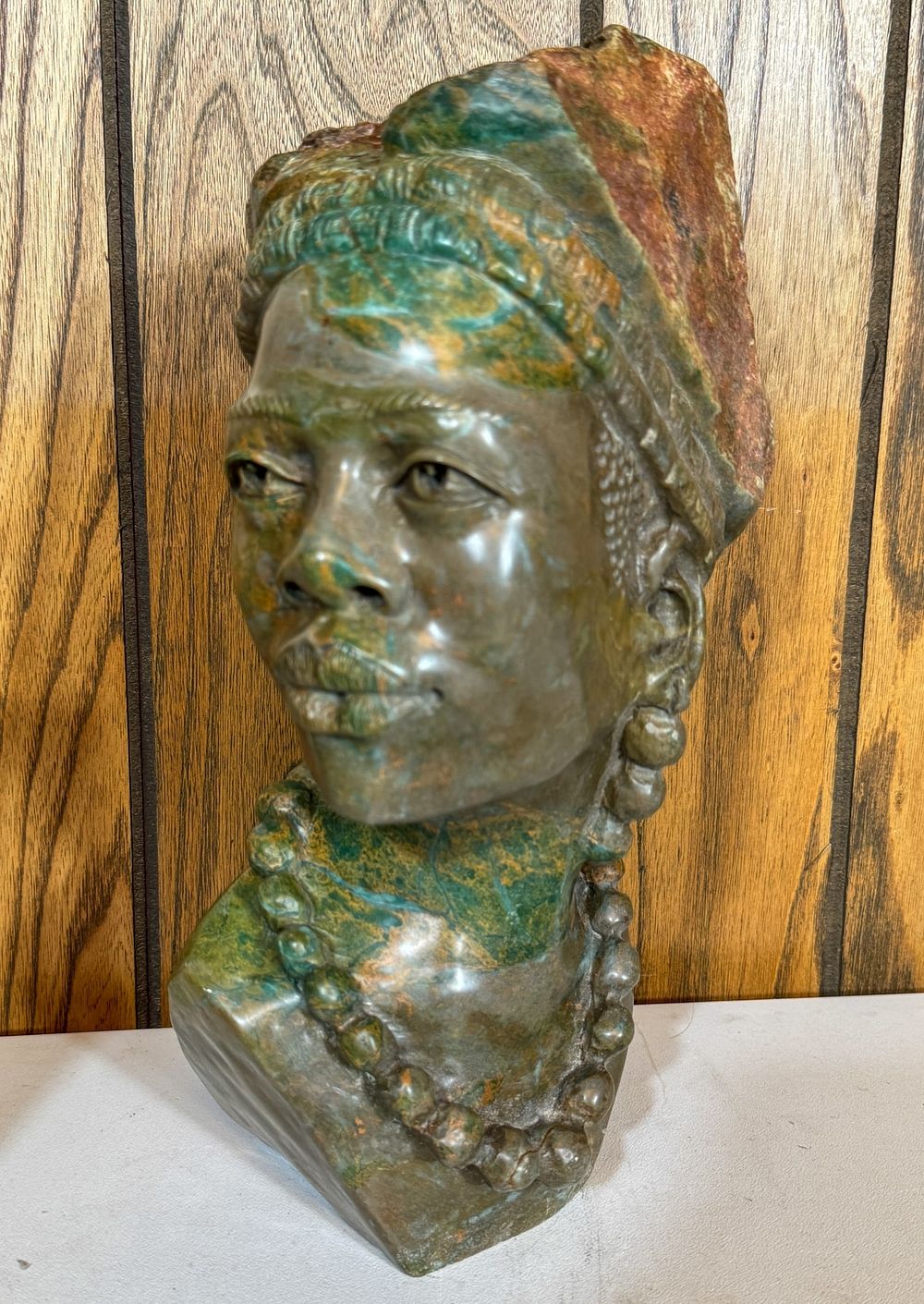 Lot 210: Tendayi Tandi Green and Brown Jasper Bust