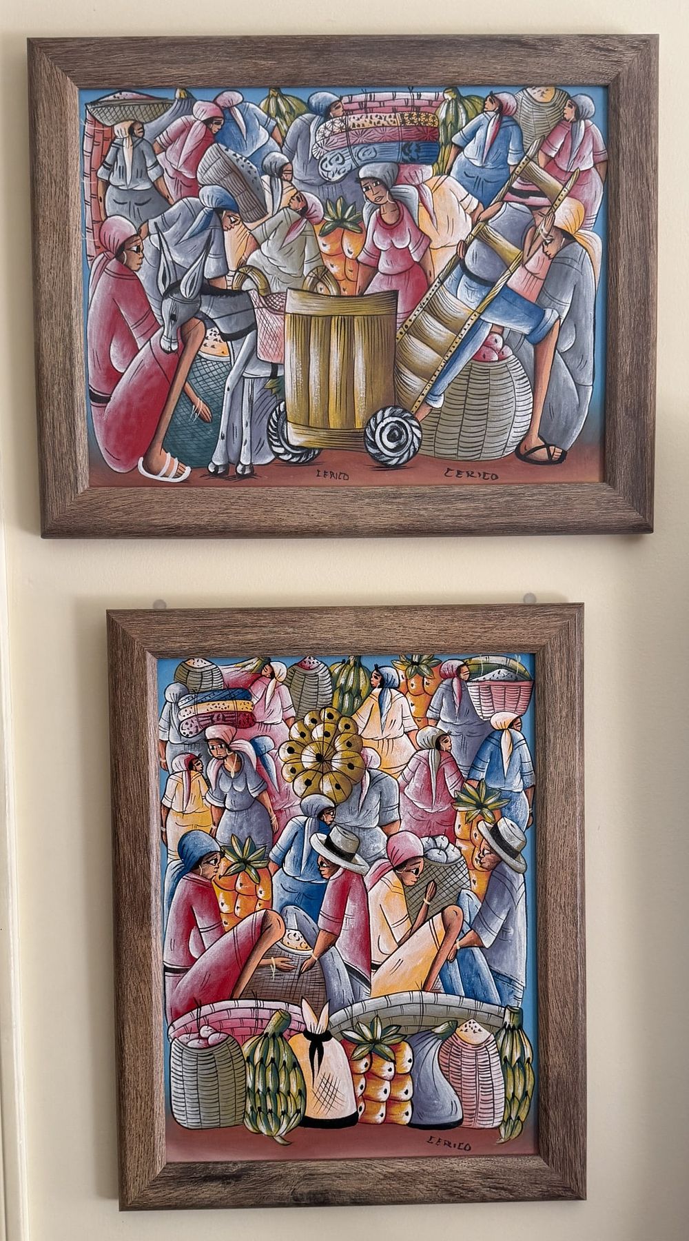 Lot 213: Pair of Haitian - Oil on Board Cerico