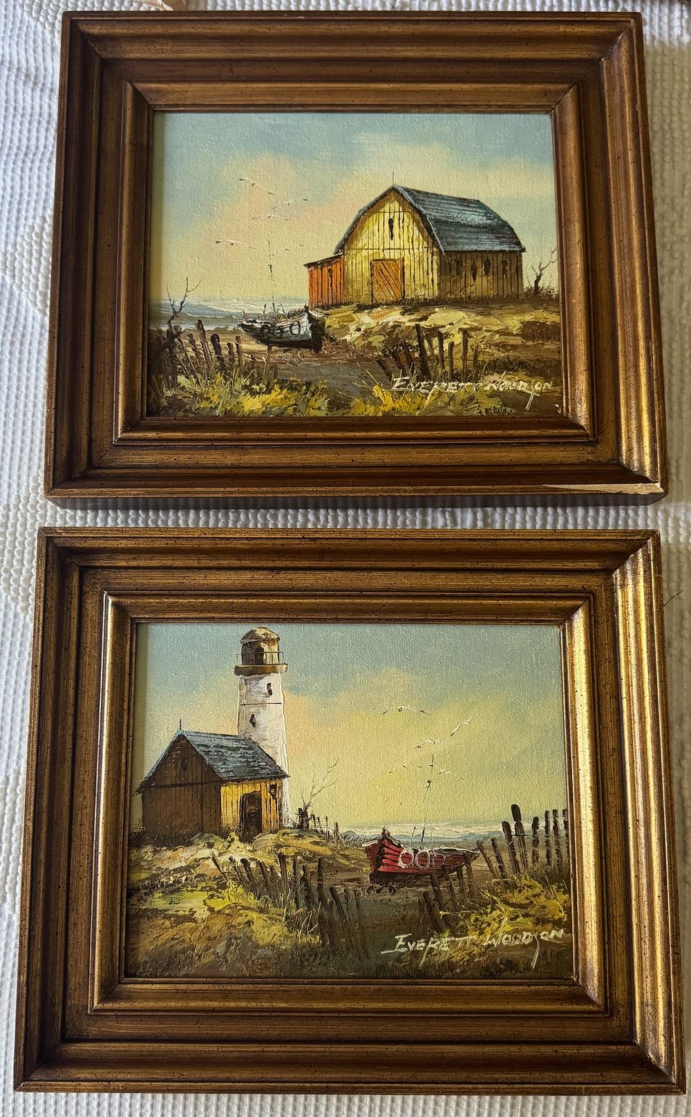 Lot 231: Everett Woodson Pair Oil On Canvas Barn Scenes