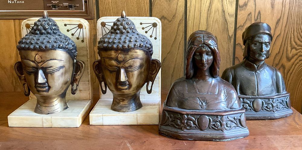 Lot 293: 2 Sets of Bookends, Bronze and Stone