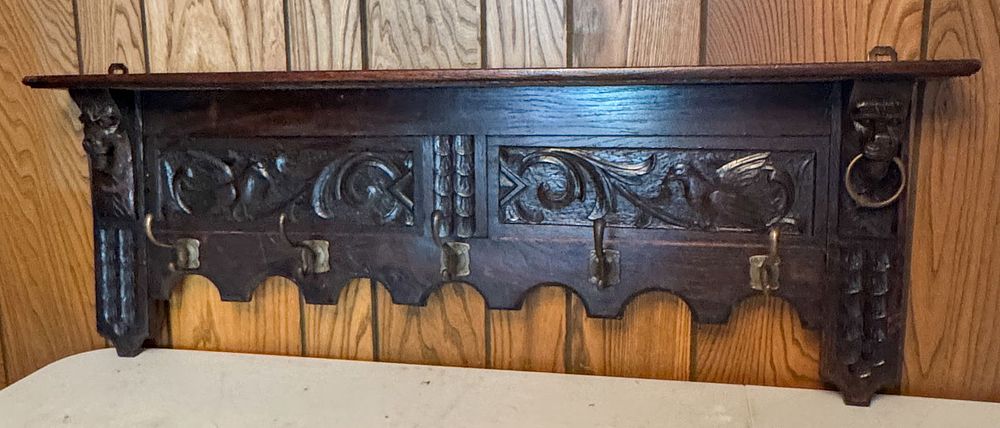 Lot 321: Renaissance revival coat rack, Lion and Bird Motif